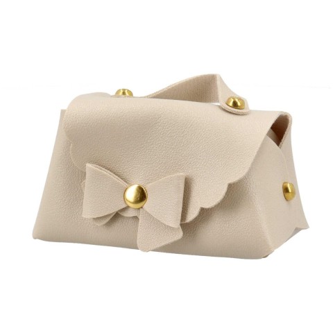 BORSETTA ECOPELLE CON FIOCCO CM8X6H  BEIGE
